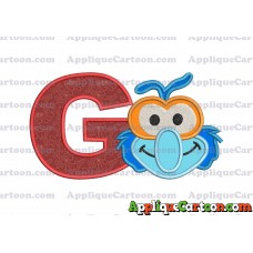 Gonzo Muppet Baby Head 01 Applique Embroidery Design With Alphabet G