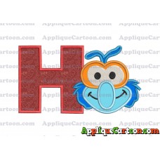 Gonzo Muppet Baby Head 01 Applique Embroidery Design With Alphabet H