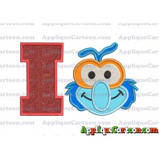 Gonzo Muppet Baby Head 01 Applique Embroidery Design With Alphabet I