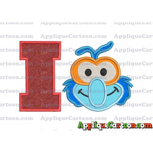 Gonzo Muppet Baby Head 01 Applique Embroidery Design With Alphabet I