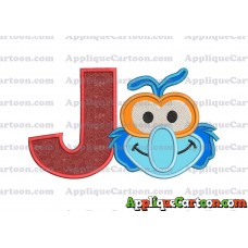 Gonzo Muppet Baby Head 01 Applique Embroidery Design With Alphabet J