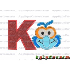 Gonzo Muppet Baby Head 01 Applique Embroidery Design With Alphabet K