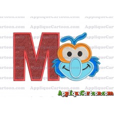 Gonzo Muppet Baby Head 01 Applique Embroidery Design With Alphabet M