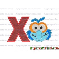 Gonzo Muppet Baby Head 01 Applique Embroidery Design With Alphabet X