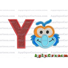 Gonzo Muppet Baby Head 01 Applique Embroidery Design With Alphabet Y