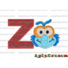 Gonzo Muppet Baby Head 01 Applique Embroidery Design With Alphabet Z