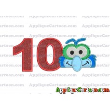 Gonzo Muppet Baby Head 02 Applique Embroidery Design Birthday Number 10