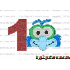 Gonzo Muppet Baby Head 02 Applique Embroidery Design Birthday Number 1