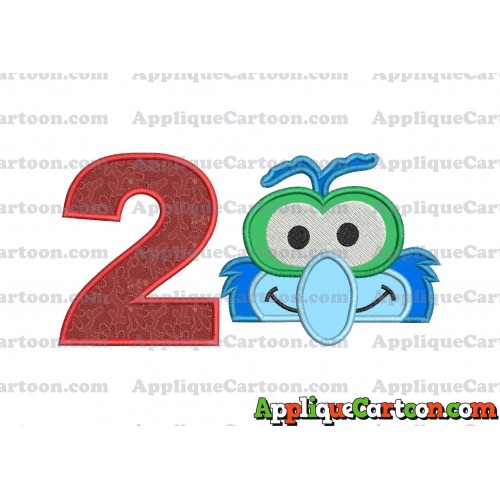 Gonzo Muppet Baby Head 02 Applique Embroidery Design Birthday Number 2