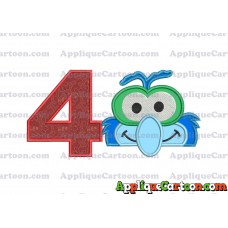 Gonzo Muppet Baby Head 02 Applique Embroidery Design Birthday Number 4