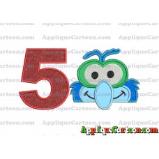 Gonzo Muppet Baby Head 02 Applique Embroidery Design Birthday Number 5