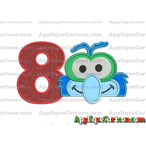 Gonzo Muppet Baby Head 02 Applique Embroidery Design Birthday Number 8