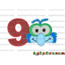 Gonzo Muppet Baby Head 02 Applique Embroidery Design Birthday Number 9