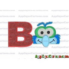 Gonzo Muppet Baby Head 02 Applique Embroidery Design With Alphabet B