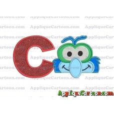Gonzo Muppet Baby Head 02 Applique Embroidery Design With Alphabet C