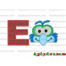 Gonzo Muppet Baby Head 02 Applique Embroidery Design With Alphabet E