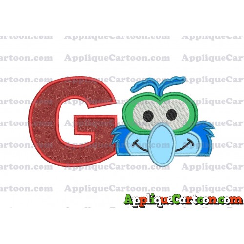 Gonzo Muppet Baby Head 02 Applique Embroidery Design With Alphabet G