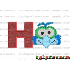 Gonzo Muppet Baby Head 02 Applique Embroidery Design With Alphabet H