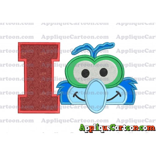 Gonzo Muppet Baby Head 02 Applique Embroidery Design With Alphabet I