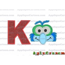 Gonzo Muppet Baby Head 02 Applique Embroidery Design With Alphabet K