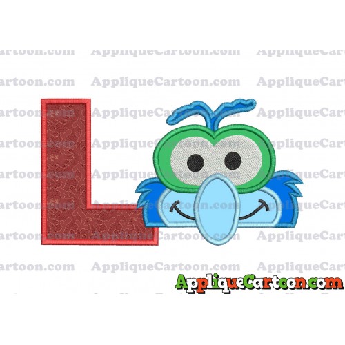Gonzo Muppet Baby Head 02 Applique Embroidery Design With Alphabet L