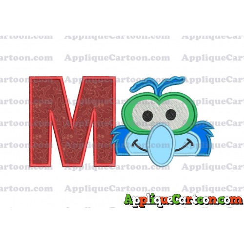 Gonzo Muppet Baby Head 02 Applique Embroidery Design With Alphabet M
