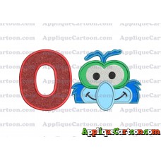 Gonzo Muppet Baby Head 02 Applique Embroidery Design With Alphabet O