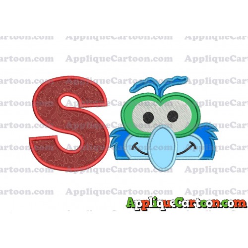 Gonzo Muppet Baby Head 02 Applique Embroidery Design With Alphabet S