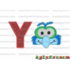 Gonzo Muppet Baby Head 02 Applique Embroidery Design With Alphabet Y