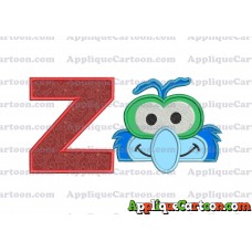 Gonzo Muppet Baby Head 02 Applique Embroidery Design With Alphabet Z