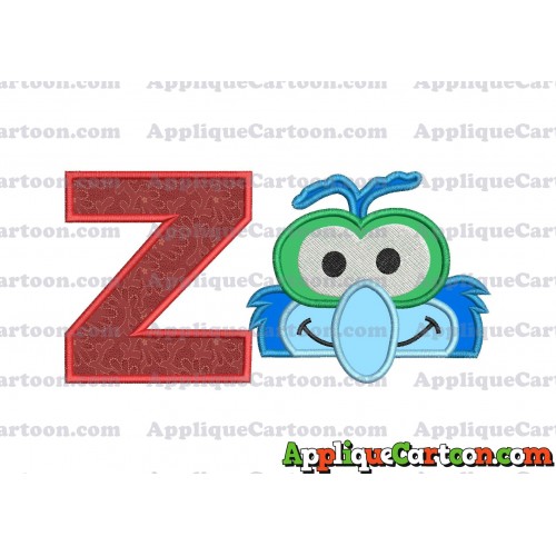 Gonzo Muppet Baby Head 02 Applique Embroidery Design With Alphabet Z