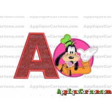Goofy Circle Applique Embroidery Design With Alphabet A