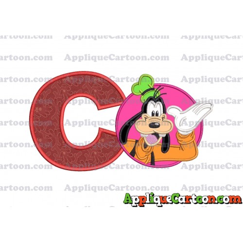 Goofy Circle Applique Embroidery Design With Alphabet C