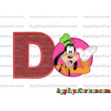 Goofy Circle Applique Embroidery Design With Alphabet D