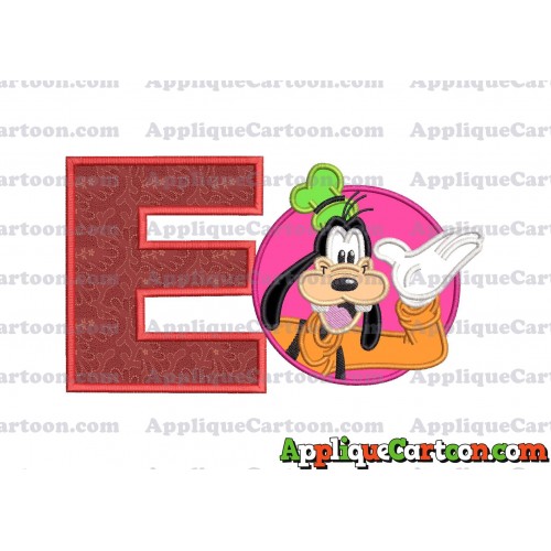Goofy Circle Applique Embroidery Design With Alphabet E