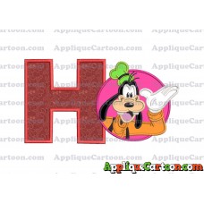 Goofy Circle Applique Embroidery Design With Alphabet H