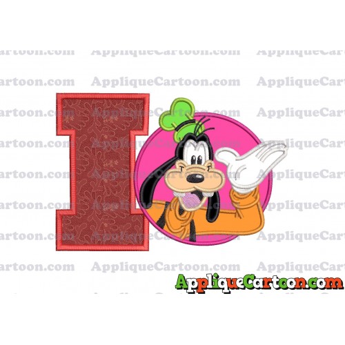Goofy Circle Applique Embroidery Design With Alphabet I