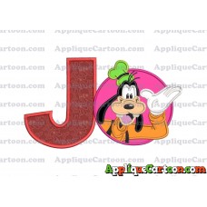 Goofy Circle Applique Embroidery Design With Alphabet J