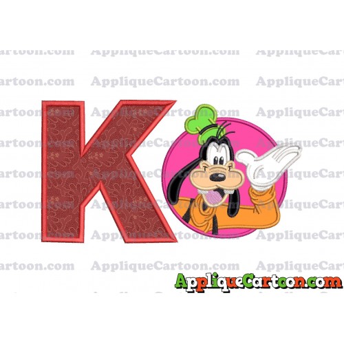 Goofy Circle Applique Embroidery Design With Alphabet K