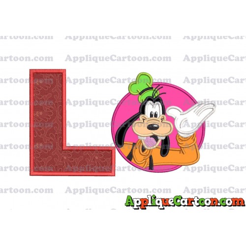 Goofy Circle Applique Embroidery Design With Alphabet L