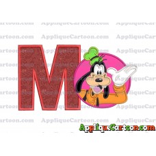 Goofy Circle Applique Embroidery Design With Alphabet M