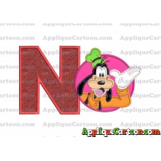 Goofy Circle Applique Embroidery Design With Alphabet N