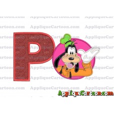 Goofy Circle Applique Embroidery Design With Alphabet P