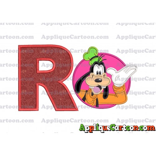 Goofy Circle Applique Embroidery Design With Alphabet R