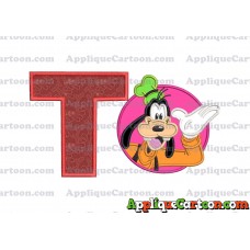 Goofy Circle Applique Embroidery Design With Alphabet T