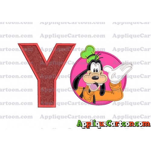 Goofy Circle Applique Embroidery Design With Alphabet Y