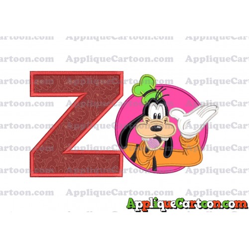Goofy Circle Applique Embroidery Design With Alphabet Z