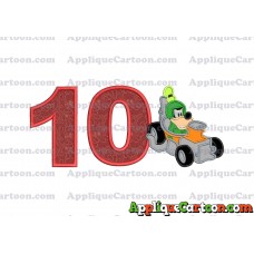 Goofy Roadster Racers Applique Design Birthday Number 10
