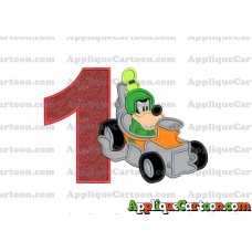 Goofy Roadster Racers Applique Design Birthday Number 1