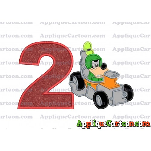 Goofy Roadster Racers Applique Design Birthday Number 2
